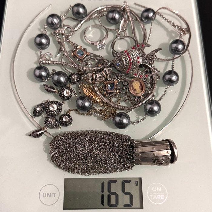 Lote de Joalharia em Prata - Anéis e Colares - Ensemble, Antiek en Kunst, Antiek | Zilver en Goud