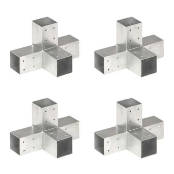 vidaXL Paalverbindingen 4 st X-vorm 71x71 mm gegalvaniseerd, Verzenden, Nieuw
