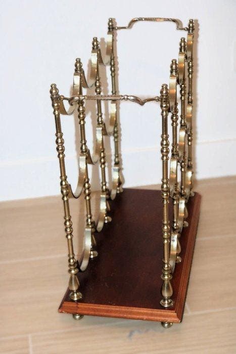 Wijnrek - Verzilverd messing - Wijnfles rek, Antiek en Kunst, Curiosa en Brocante