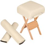 tectake Hocker met 2 rolkussens - beige, Huis en Inrichting, Barkrukken, Verzenden, Nieuw