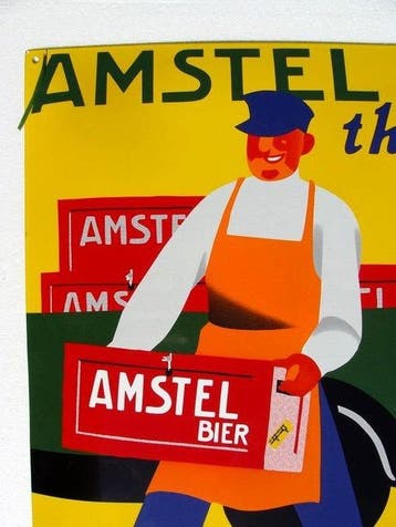 Brauerei Amstel - Brouwerij Amstel emaillebord oud, Antiek en Kunst