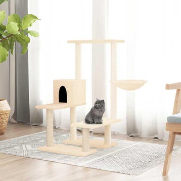 vidaXL Kattenmeubel met sisal krabpalen 94,5 cm crèmekleurig, Verzenden