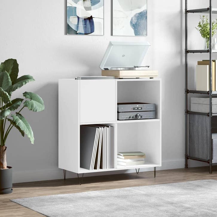 vidaXL Platenkast 84,5x38x89 cm bewerkt hout wit, Huis en Inrichting, Woonaccessoires | Cd- en Dvd-rekken, Nieuw, Verzenden