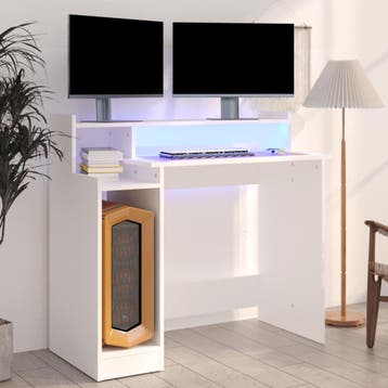 vidaXL Bureau met LED-verlichting 97x45x90 cm bewerkt hout, Huis en Inrichting, Bureaus, Verzenden, Nieuw