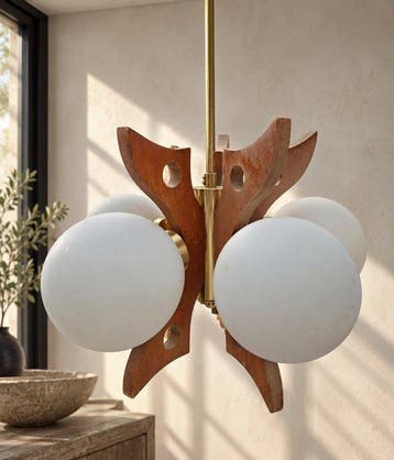 Szarvas - Plafondlamp - Hout, Glas