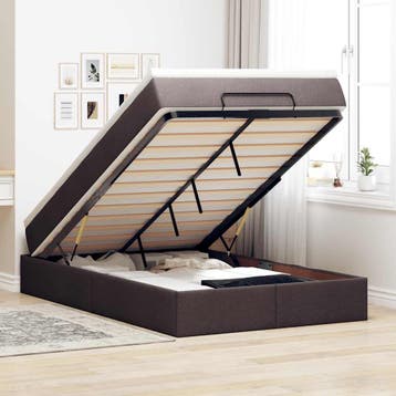 vidaXL Ottoman bed met matras 120x190 cm stof donkerbruin, Verzenden