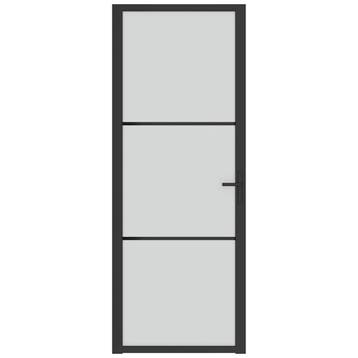 vidaXL Binnendeur 76x201,5 cm matglas en aluminium zwart, Verzenden, Nieuw