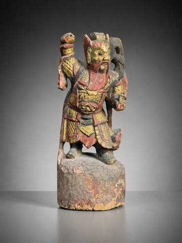 Divinité Guerrière - Dynastie Qing - Hout - China - Qing, Antiek en Kunst