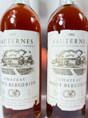 1987 x2, 1982 x2 Chateau Haut-Bergeron - Sauternes - 4, Collections, Vins