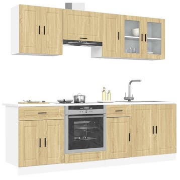 vidaXL 8-delige Keukenkastenset Porto bewerkt hout sonoma, Verzenden, Nieuw