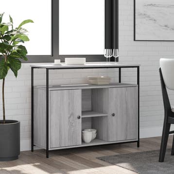 vidaXL Dressoir 100x35x80 cm bewerkt hout grijs sonoma, Verzenden
