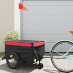 vidaXL Fietstrailer 45 kg ijzer zwart en rood, Verzenden