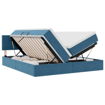 vidaXL Opbergbed 2 st Donkerblauw 200 x 200 cm Velvet, Verzenden