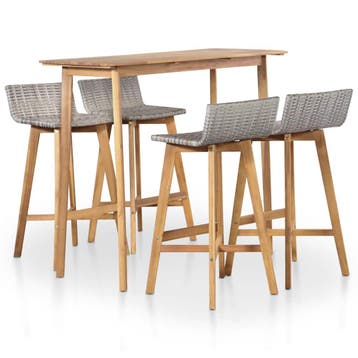 vidaXL 5-delige Tuinset massief acaciahout, Tuin en Terras, Verzenden, Nieuw, Tuinset