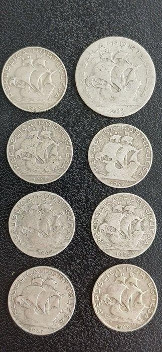Portugal. Republic. 8 Coins Portugal - 7 x 2½ and 5 Escudos