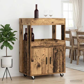 vidaXL Bar Kar Oud hout 60 x 39.5 x 89 cm Bewerkt hout, Verzenden, Nieuw