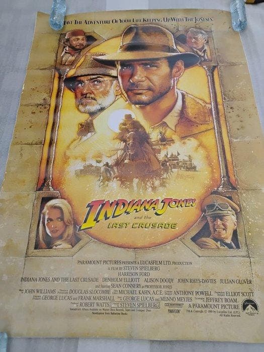 Drew stauzen - Affiche de cinema indiana jones 1989, Verzamelen, Film en Tv