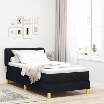 vidaXL Boxspring bed met matras met hoofdeinde Zwart 90 x, Verzenden, Nieuw