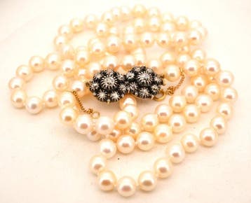 Collier - 19,2 carats Or jaune - diamants et perles