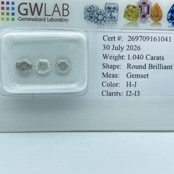 Zonder minimumprijs - 3 pcs Diamant (Natuurlijk) - 1.04 ct -, Bijoux, Sacs & Beauté, Pierres précieuses