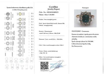 Bague - 18 carats Or jaune Émeraude - Diamant