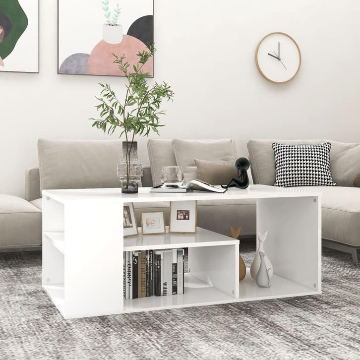 vidaXL Salontafel 100x50x40 cm bewerkt hout wit, Huis en Inrichting, Tafels | Salontafels, Nieuw, Verzenden