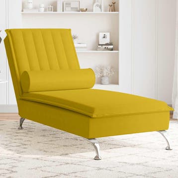 vidaXL Massage chaise longue met bolster fluweel geel, Maison & Meubles, Canapés | Sofas & Chaises Longues, Verzenden