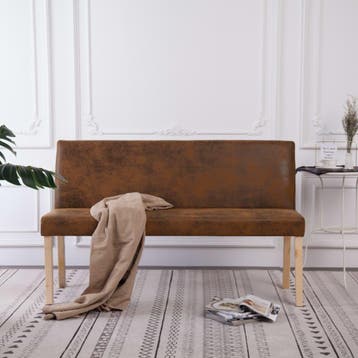 vidaXL Bankje 139,5 cm kunstsuède bruin, Verzenden, Nieuw