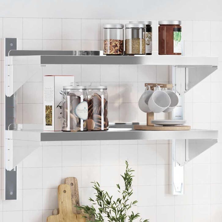 vidaXL Wandschap 2-laags 75x30x60 cm roestvrijstaal, Maison & Meubles, Armoires | Armoires murales, Envoi