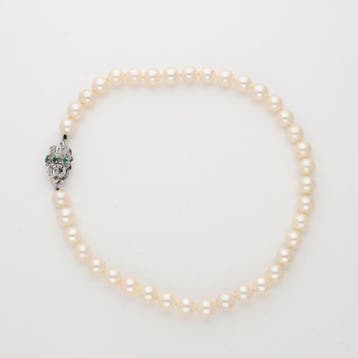 Halsketting - 18 karaat Witgoud - Zoetwater parels, Handtassen en Accessoires, Nieuw