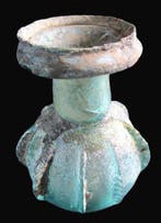 Oud-Romeins Glas iriserend geribbelde sproeivat - 90 mm