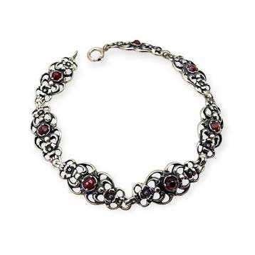 Zonder minimumprijs - Armband Zilver - Granaat, Nieuw