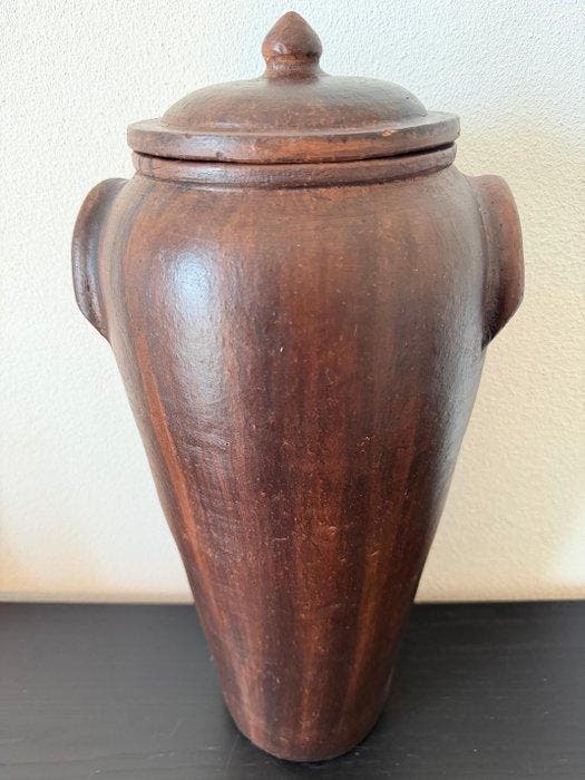 Urne - Argile, Terre cuite - Urne à couvercle - 45 cm, Antiquités & Art, Curiosités & Brocante
