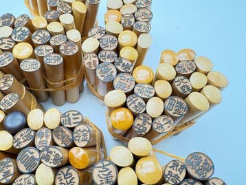 Japan Wood 300 antieke houten Hanko-stempels, unieke Japanse