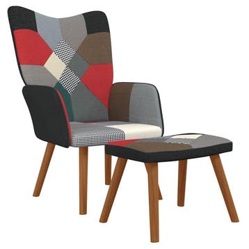 vidaXL Relaxstoel met voetenbank patchwork stof, Verzenden