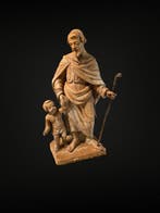 sculptuur, Jozef met Christus - 51 cm - Terracotta - 1780, Antiek en Kunst