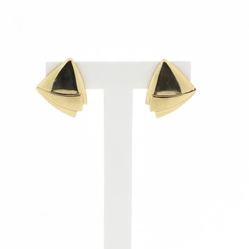 Vintage gouden abstracte oorclips (Oorbellen), Handtassen en Accessoires, Oorbellen, Ophalen of Verzenden, Gebruikt, Goud, Goud