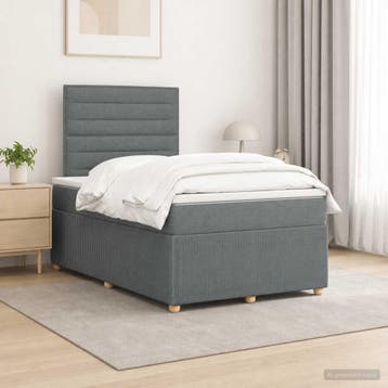 vidaXL Boxspringbed met matras Donkergrijs 120 x 190 cm Stof, Verzenden, Nieuw
