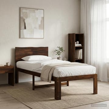vidaXL Eenpersoonsbed met hoofdbord ROSTOCK Donkerbruin 100, Huis en Inrichting, Slaapkamer | Bedden, Verzenden, Nieuw