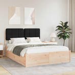 vidaXL Bedframe met Gevoerde Hoofdbord Zwart 140 x 200 cm, Verzenden, Nieuw