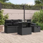 vidaXL Tuinbank Set met kussen met opslag 6 pcs Zwart Poly, Verzenden, Nieuw