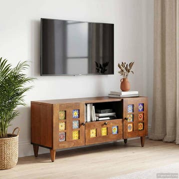 vidaXL TV Kast Walnotenhout 105 x 33 x 46 cm Massief Mango, Huis en Inrichting, Verzenden, Nieuw