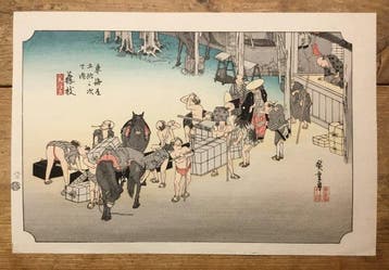 2 Japanse houtblok prenten uit de serie: 53 Rustplaatsen, Antiek en Kunst