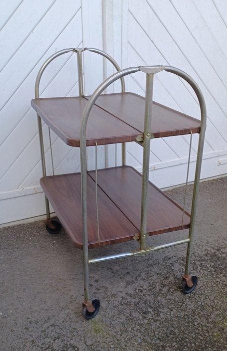 Chariot de service - Métal - Desserte à roulettes pliante, Antiek en Kunst, Kunst | Designobjecten