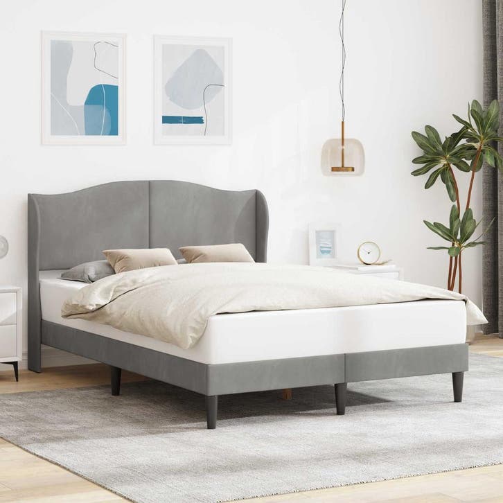 vidaXL Bedframe met hoofdeinde Lichtgrijs 120 x 200 cm, Huis en Inrichting, Slaapkamer | Bedden, Nieuw, Verzenden