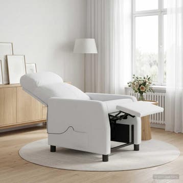 vidaXL Massage Relaxstoel Wit Stof, Huis en Inrichting, Fauteuils, Verzenden, Nieuw