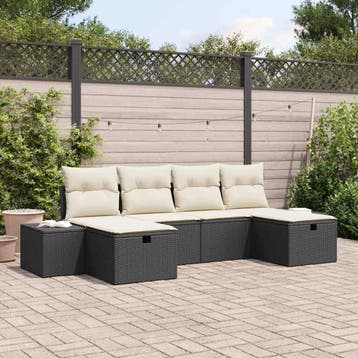 vidaXL Tuinbank Set 6 st poly rattan, Verzenden, Nieuw