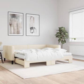 vidaXL Slaapbank met onderschuifbed en matrassen 90x200 cm, Verzenden, Nieuw
