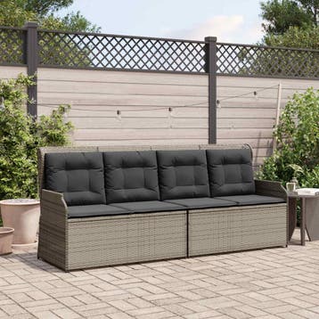 vidaXL Tuinbank Grijs poly rattan, Verzenden, Nieuw