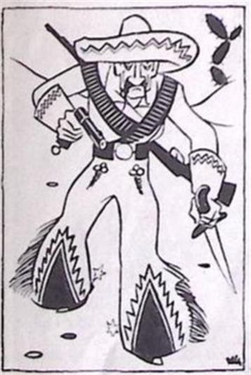 Een bewapende crimineel op spotprent (lijst optie, Lithos), Verzenden